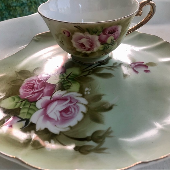 🌷Gorgeous Vintage Lefton Rose Shell Dessert Set - Picture 3 of 6